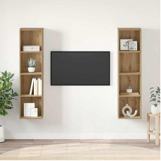 TV Schrank,TV-Schrankset 2 pcs Braun 37 x 37 x 142,5 cm Holzwerkstoff,TV Board Hängend Schrank Fernsehschrank TV Bank Wohnzimmer Möbel Modern Wandschrank für Wohnzimmer Schlafzimmer