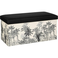 Atmosphera Benicio Folding Pouf Wood White and Black Black and White