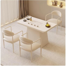 Modernes Teetisch- Und Stuhlset Aus Steinplatten, Gepolsterter Ledersessel Mit Metallrahmen, Bequeme Sitzmöbel for Den Balkon Im Büro, Wohnzimmer(B,100CM)
