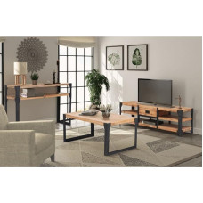 3-TLG. Wohnzimmermöbel-Set aus Akazienholz Massiv mit Fernsehtisch Couchtisch und Konsolentisch