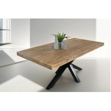 SAM Rio Dining Table 120 x 80 cm Natural Coloured Mango Wood Spider Frame Metal Black Straight Edges