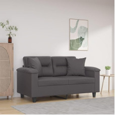 ShGaxin 3200985 2-vietė sofa su dekoratyvinėmis pagalvėlėmis, pilka 120 cm, dirbtinė oda, poilsio sofa, sofos ir sofos, poilsio sofa, sofa svetainei