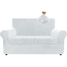 ZNSAYOTX Prabangus aksominis sofos dangtelis 3 dalių įtempimo sofos dangteliai 2 pagalvėlėms Sofa minkštas dviejų vietų Slipcover Gyvenamasis kambarys Neslystanti šunų sėdynė Baldų apsauga (sidabrinė pilka) 55