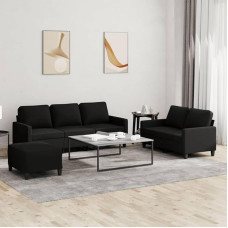 ZEYUAN 3-TLG. Sofagarnitur mit Kissen Schwarz Stoff, Sofos ir sofos, Sofa Wohnzimmer, Sofa Für Jugendzimmer, Relaxsofa, Sofa Für Schlafzimmer, Polstersofa - 3201472