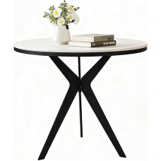 Round Side Table with 3 Metal Legs, Small Side Tables, Sofa Table with Marble Top for Living Room, Bedroom
