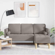 Modernes Sofa Set 2 Stück Taupe mit atmungsaktivem Polyester und Kissen, Sofa Set mit flachen Armlehnen Taupe, atmungsaktives Polyester 2 Stück, modulares
