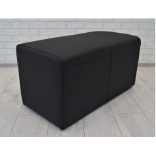 Quattro Meble Real Leather Stool 80 x 40 x 40 cm Cowhide Seat Cube Footstool Upholstered Stool Real Leather Puff Black
