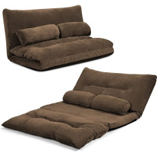 LIFEZEAL 2-Seater Sofa Bed, Folding Floor Sofa, Floor Chair Adjustable in 6 Positions, Seat Cushion with 2 Lumbar Cushions, up to 150 kg, Folding Sofa for Living Room