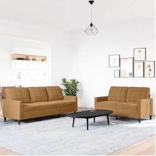 2-TLG. Sofagarnitur Set Braun Samt Sofa Bed mit ausgezeichneten Platz zum Entspannen für Plaudern und Fernsehen