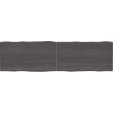 Solid Wood Live-Edge Treated Table Top, Dark Brown, 220 x 60 x (2-4) cm, Replacement Board for Kitchen, Coffee Table, Dining Table, Desk Top
