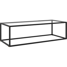 Makastle Glass Coffee Table with Sturdy Steel Frame, Side Table, Sofa Table, Coffee Table for Living Room, Dining Room, Easy Assembly, Industrial Design, Black with Tempered Glass, 120 x 50 x 35 cm