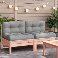 Homgoday Sodo sofa be porankių su pagalvėlėmis, 2 dalys, Douglaso eglės mediena, Lauko sofos, sofa, sofa, kušetė, sodo sofa, svetainė, terasa, laukas, lauko baldai h