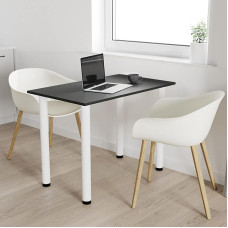 AKKE Dining Room Table with White Legs, Dining Table, Kitchen Table, Office Table, Anthracite, 80 x 40 cm