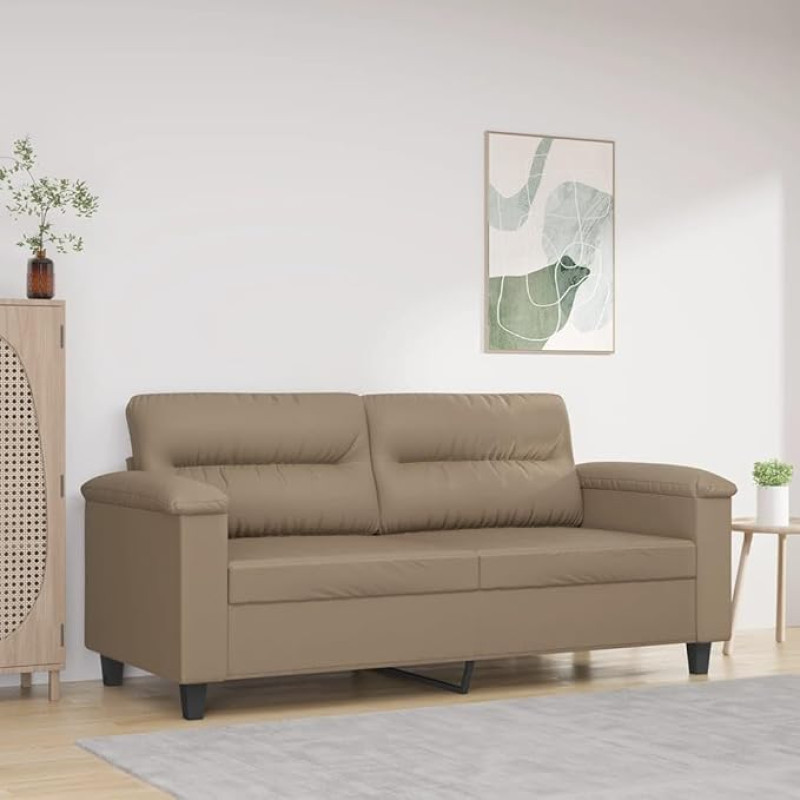 359587 2 vietų sofa, kapučino rudos spalvos, 140 cm, dirbtinė oda, svetainės sofa, Sofos ir kušetės, Poilsio sofa, Svetainės sofa, Svetainės sofa, Sofa su - 359587