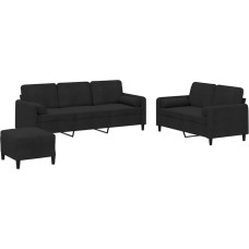 Velveto sofos komplektas 2 + 3 sėdimos vietos juodas - patogus, stabilus ir universalus | Gyvenamasis kambarys ir daugiau Model3202049