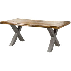 MASSIVMOEBEL24.DE | Freeform 5 Baumtisch Mango - Verschiedene Größen, Farben und Gestell, Farbe:Natur lackiert, Größe:180x90 cm, Gestell:X-Beine Silber matt