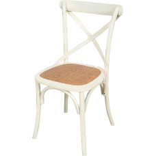 Biscottini Solid Wood Dining Chairs 87 x 43 x 46 cm - White Wooden Chair - Rattan Kitchen and Living Room Chair - Wooden Chairs for Indoor and Outdoor Use