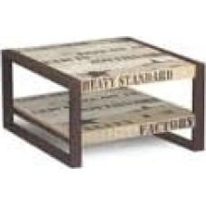 Massivmoebel24.de Factory Coffee Table Made of Solid Wood #125, Mango Wood and Iron, Natural Print, 60 x 60 cm, Industrial Style, Coffee Table, Side Table, Sofa Table