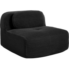 Modulinės sofos atlošo modulis juodas, suderinamas su 2 sėdimomis vietomis, lankstus kombinuojamas sofos modulis, medžiaginė sofa svetainei