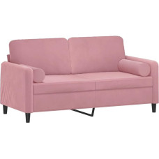 vidaXL 2 vietų sofa su dekoratyvinėmis pagalvėlėmis, svetainės sofa, minkšta sofa, fotelis, relaksacinė sofa, poilsio sofa, poilsio sofa, relaksacinė kušetė, rožinis aksomas