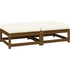 Massivholz Garten-Ecksofa aus Kiefer mit grauen Kissen modular kombinierbare Eckgarnitur für den Garten Outdoor-Ecksofa