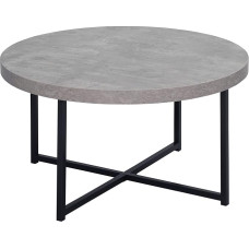 HOMCOM kavos staliukas Šoninis staliukas Kavos staliukas su kryžminiu rėmu Apvalus betoninis svetainės stalas MDF metalas Juodas 80 x 80 x 45 cm