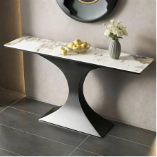Konsolentisch Flurtisch Lange Konsole, Metall-Flurkonsole, Eingangstisch, Marmor-Akzentmöbel für Wohnzimmer, Flur, Eingangsbereich(Black, 130cm/51in)