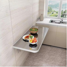 Klappbarer Wandmontierter Edelstahl-Küchentisch für Zuhause, Büro, Garten, platzsparender Arbeitsplatz, Laptop, Computertisch (L 40 x B 30 cm)