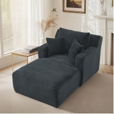 Moderni velvetinė sofa su šezlongu be surinkimo - patogi sofa lova ir išskleidžiama kėdė, išskleidžiama sofa svetainei, biurui ir butui, didelio tankio putos ir kišeninės spyruoklės (tamsiai pilka)