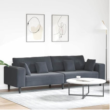 Sofa 3 sėdimų vietų 3 sėdimų vietų sofa moderni su porankiais Velvet Sofa gyvenamajam kambariui / miegamajam / žaidimų kambariui Tamsiai pilka be osmano