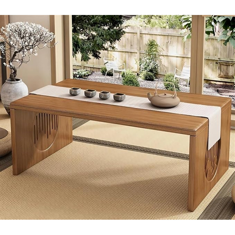 Japanischer Bambus-Teetisch, niedrig, zusammenklappbar, für Meditation und Heimdekoration (70 cm)