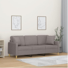 Modernes 3-Sitzer-Sofa mit Zierkissen, Taupe, 180 cm Breite, strapazierfähiger Stoffbezug, bequem für Wohnzimmer und Gästezimmer, inklusive dekorativer Kissen und robustem Metallgestell