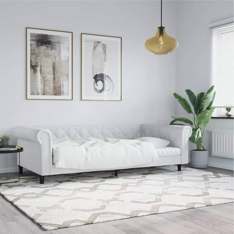Gecheer Dienos lova balta 100 x 200 cm dirbtinės odos svečių sofos lovos rėmas svečių kambariui, namų biurui, apartamentams 354231