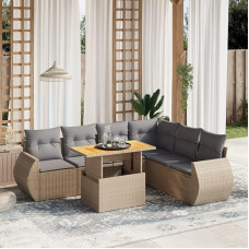 Homgoday Garten-Sofagarnitur Beige PE-Rattan Ecksofa 62x62x69 cm für Terrasse und Innenhof Modelis3272214