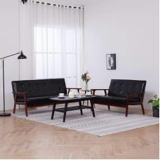 Juoda Wenjingqi-278396 2 dalių dirbtinės odos sofos komplektas