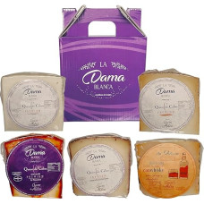 Quesos La Aldea Goat Cheese Gift Baskets 5 Wedges Mild, Half Matured, Red Wine, Whisky & Peppers Spanish Cheese Delicatessen Gift Set Filled Gift Basket for Men
