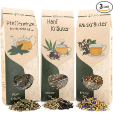 Žolelių arbatos rinkinys iš 3 birių kanapių žolelių 70 g + pipirmėčių gabalėlis 50 g + laukinės žolelės 70 g - natūralūs žolelių arbatos mišiniai be kvapiųjų medžiagų - birios arbatos laikymo ir dovanų rinkinio vertės pakuotė