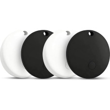2025 Key Tracker (iOS ir Android) Smart Tag Key Finder for Bags Suitcase Works with Apple Find My (Apple MFi Certified) & Google Find My Device - Pack of 4 (Black and White)
