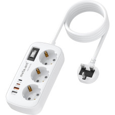 Kelioninis adapteris JK adapteris Anglija Vokietija kištukas, 7 in 1 kištukinis lizdas Anglija PD 20W su 3AC 2 USB C 2 USB A, G tipo kelioninis adapteris Londonui Maltai Airijai Dubajui, JK ir ES adapteris