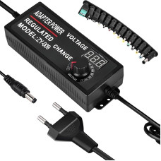 3V-24V reguliuojamas maitinimo šaltinis: Universalus maitinimo šaltinis Reguliuojamas maitinimo adapteris AC/DC Universalus maitinimo šaltinio adapteris 3A 72W su LED įtampos ekranu ir 14 vnt. adapterio kištukų.