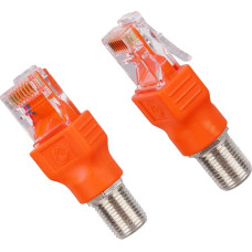 2 x koaksialinis eterneto adapteris, F tipo moteriškos lyties į RJ45 vyriškos lyties koaksialinio eterneto adapteris, skirtas kabelių testeriui arba tonerio ir zondo rinkiniui