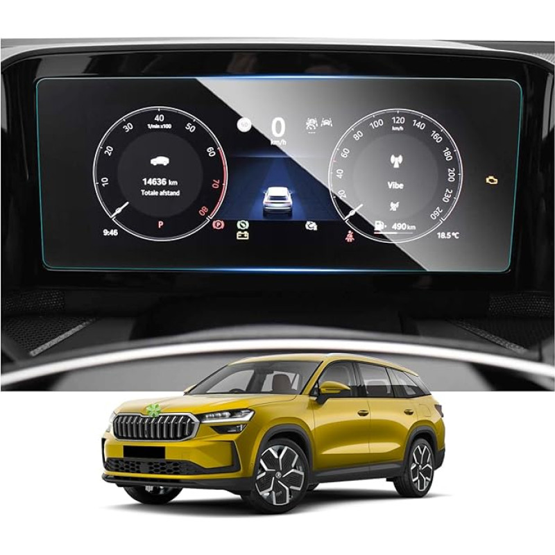 RUIYA Suderinama su Skoda Kodiaq | Superb 2024 2025 2026 10,25 colių virtualios vairuotojo kabinos ekrano apsauga Plėvelė Grūdinto stiklo virtualios vairuotojo kabinos jutiklinio ekrano apsauginė plėvelė Kodiaq priedai 9H