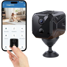 ZHENHAN Mini Camera 4K, Indoor Surveillance Camera with Battery, 2.4 GHz WiFi Camera with Motion Detection, Night Vision, Cloud & SD Card, Pet Camera with App - Small Camera for Home (Black)