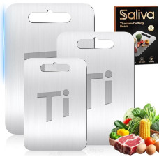 Titanium Chopping Board, Stainless Steel Titanium Cutting Board, BPA-Free Double-Sided Food Grade Chopping Board, Titanium Cutting Board for Meat (3, S/M/L)