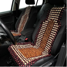 Handmade Car Seat Cover Stripe Pattern Wooden Beads Back Massage Ventilated Mat Comfort for Truck Driver Car Seat Cover with Wooden Beads Massage Universal Fit 1 Piece
