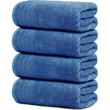 Tens Towels Large Bath Towels, 100% Cotton, 30 x 60 inches, Extra Large Bath Towels, Lightweight and Super Absorbent, Quick Drying, Perfect Bath Towels for Everyday Use (Pack of 4) (Blue)