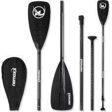 NEMAXX® SUP Paddel Stechpaddel - 3-teilig, teleskopiškai tvirtas, aliuminis/karbonas, itin lengvas, apsaugotas nuo susisukimo/ergonomischer Griff - für SUP, Kajak, Kanu & Schlauchboot (verschiedene Modelle & Längen)