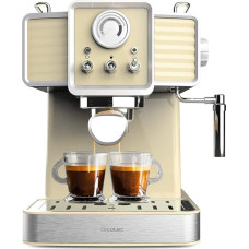 Cecotec Express Power Espresso 20 Tradizionale Light Yellow, 1350 W, Espresso und Cappucicno, 20 Bars und Thermoblock, Verdampfer, Manometer, Vintage-Design, Fassungsvermögen 1,5 Liter