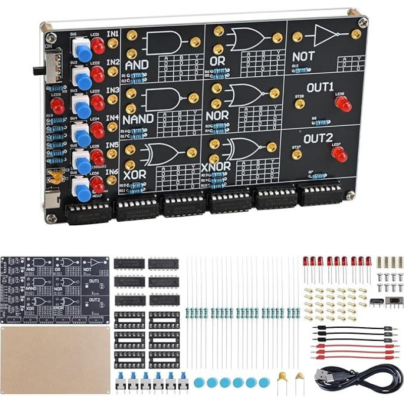 DIY Logic Gate Circuit Soldering Kit - Basic Logic Gate Learning Kit with Interactive LED Simulation, Electronics Soldering Practice Kit for Middle High School College Students STEM Education
