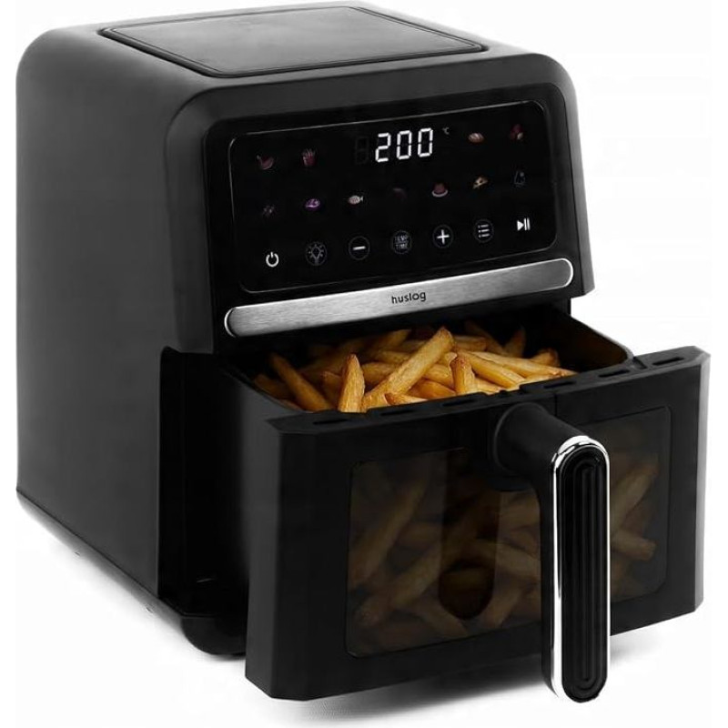 Karšto oro keptuvė 5L Airfryer XL - 1500 W - permatomas langelis ir vidinis apšvietimas - jutiklinis ekranas su 10 programų, laikmatis, sukrėtimo priminimas - temperatūra 40-200 °C - keptuvė be aliejaus, įskaitant krepšelį ir groteles